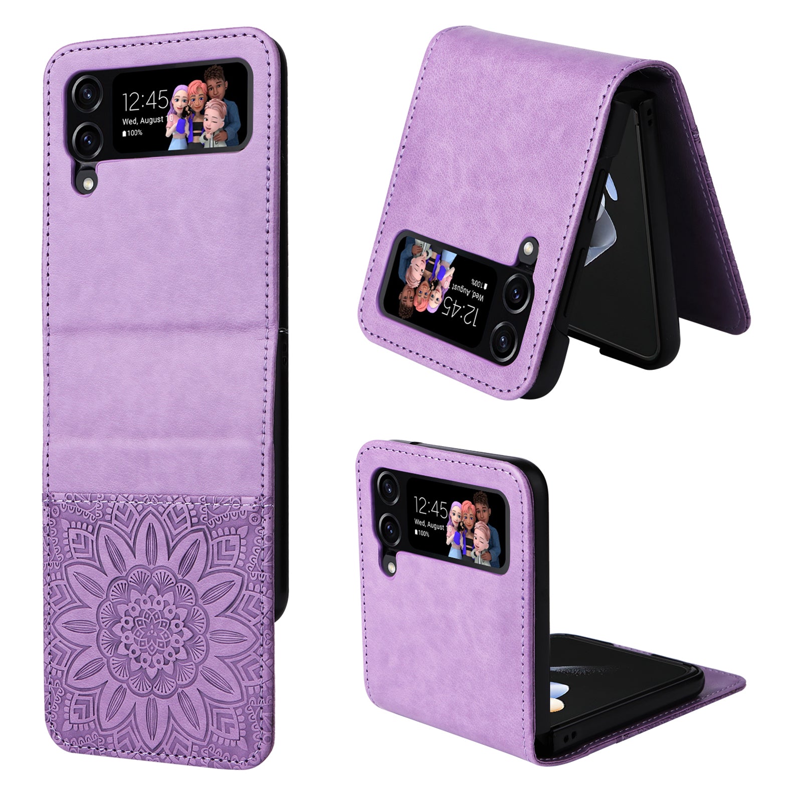 For Samsung Galaxy Z Flip4 5G Folding Phone Leather Case Sunflower Imprinted Phone Cover with Card Holder For Samsung Galaxy Z Flip4 5G Folding Phone Leather Case Sunflower Imprinted Phone Cover with Card Holder